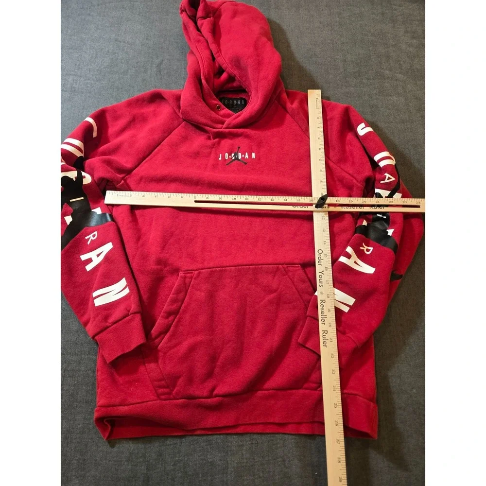 Nike Hoodie Mens Medium Air Jordan Jumpman Sleeve Spellout Red Sweatshirt Fleece